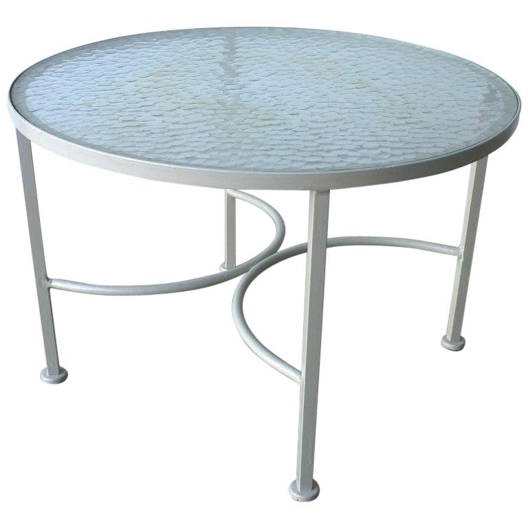 Mid Century Modern Bob Anderson, Small Round Glass Patio Side Table
